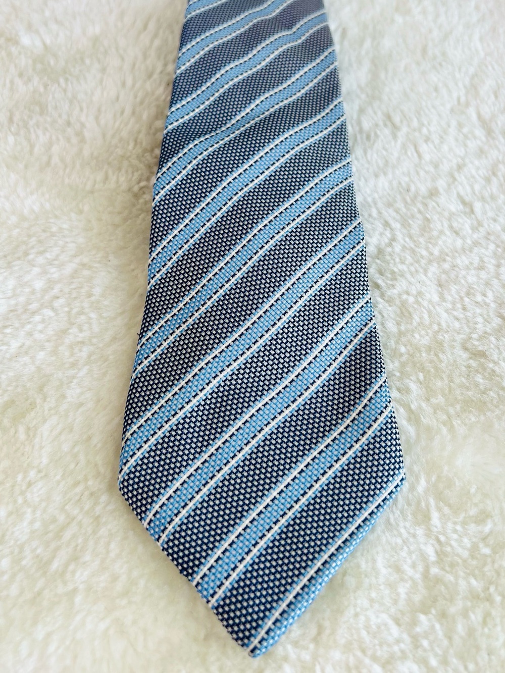 Dolce & Gabbana Navy and Light Blue Diagonal Stripe Tie
